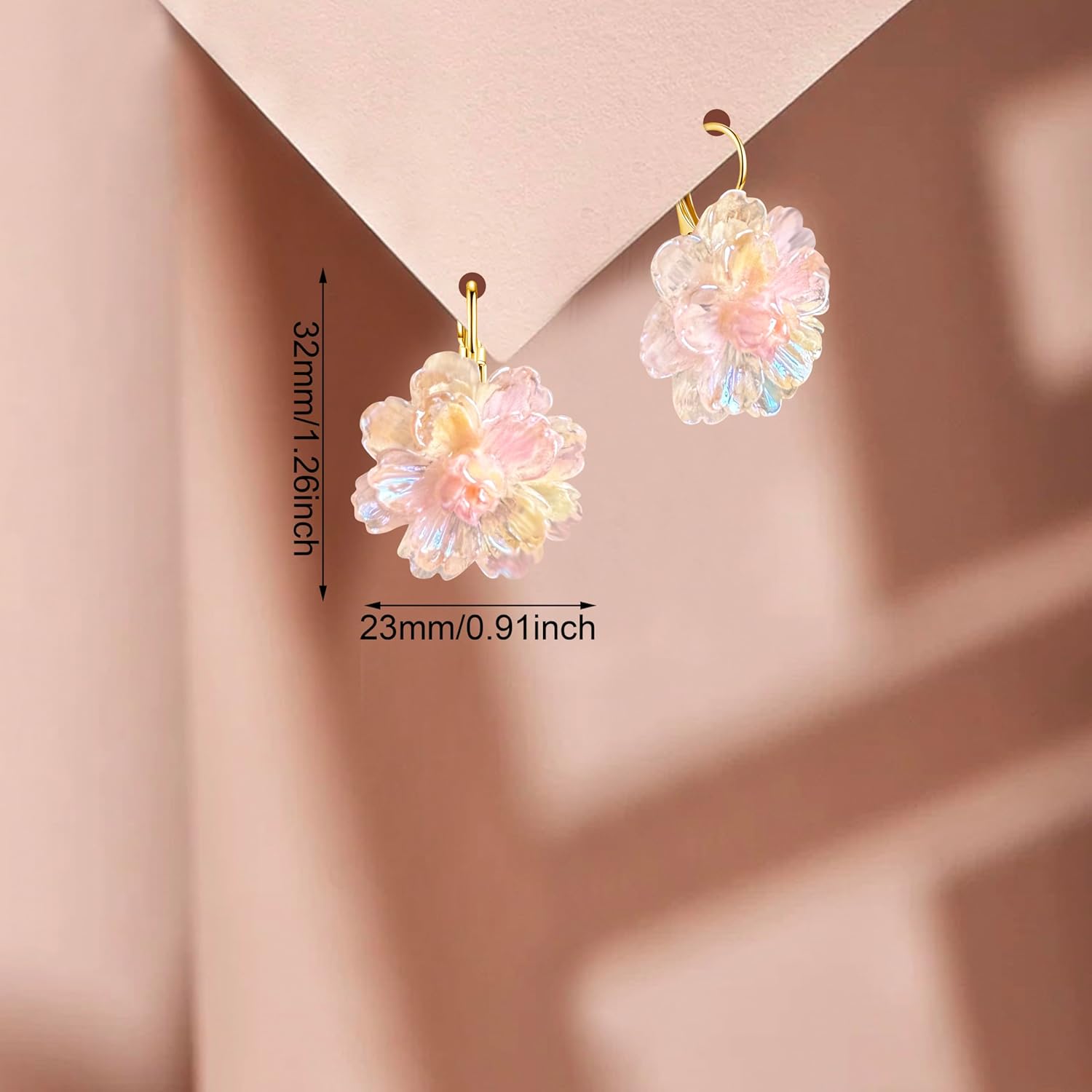 Bohemian Handmade Colorful Resin Flower Floral Camellia Dangle Drop Leverback Earrings For Women - Image 5