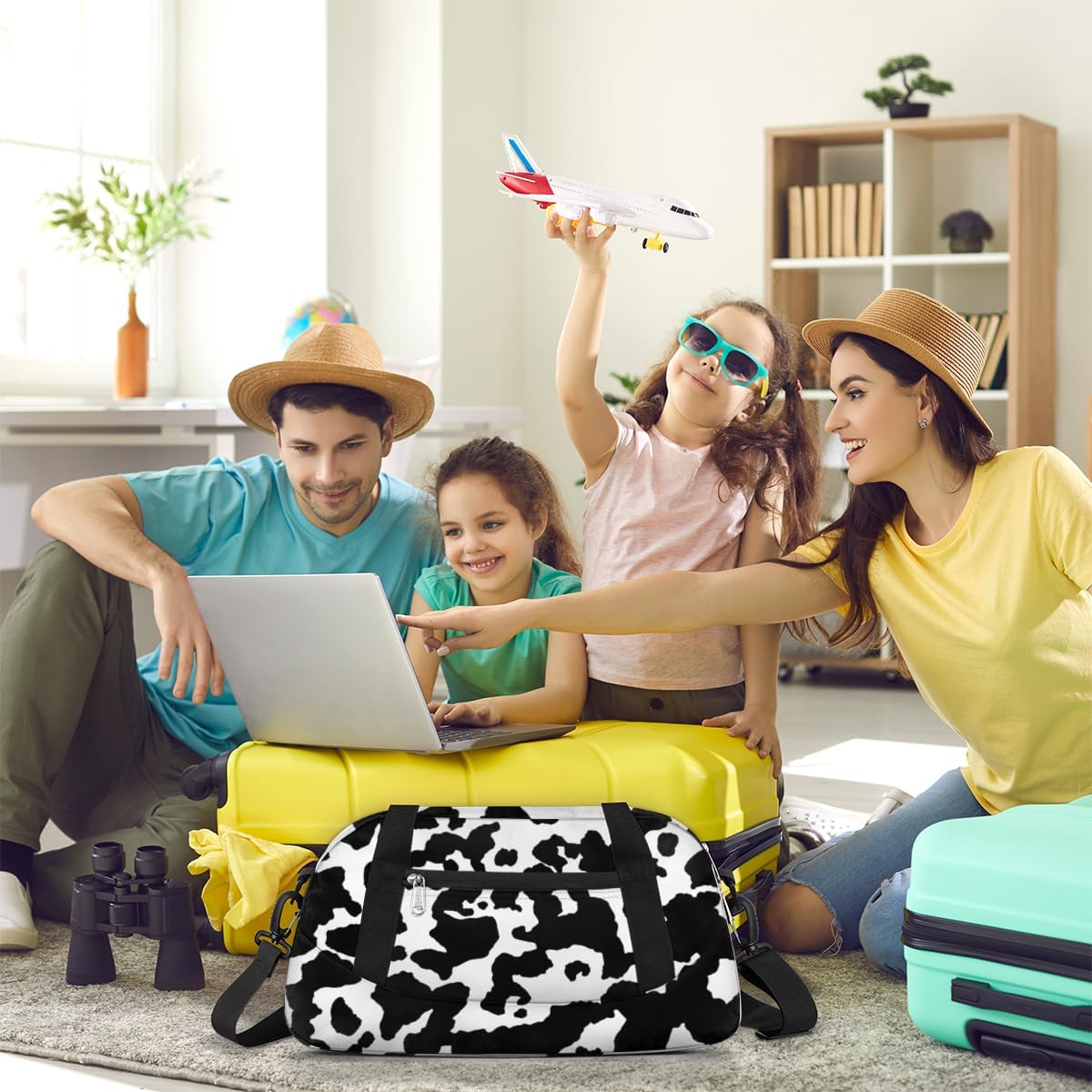 Personalized Dance Bag for Girls, Custom Sports Gym Bag for Boys, Customized Kids Duffel Bags Overnight Weekender Sleepover Bag Travel Duffel Bag, Cute Cow Print, Cute Cow Print, 18.5x9.44x7.87 in