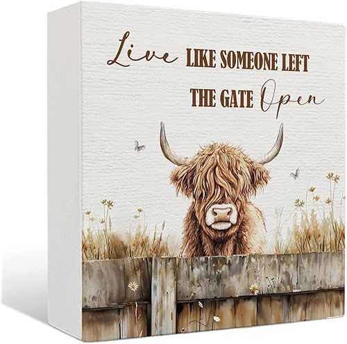 Miniatura 7 de Decoración de Baño de Vaca Highland - Hello Sweet Cheeks Decoración de Baño, Letrero de Madera Rústico del Oeste de Vaca Highland, 5 X 5 Pulgadas