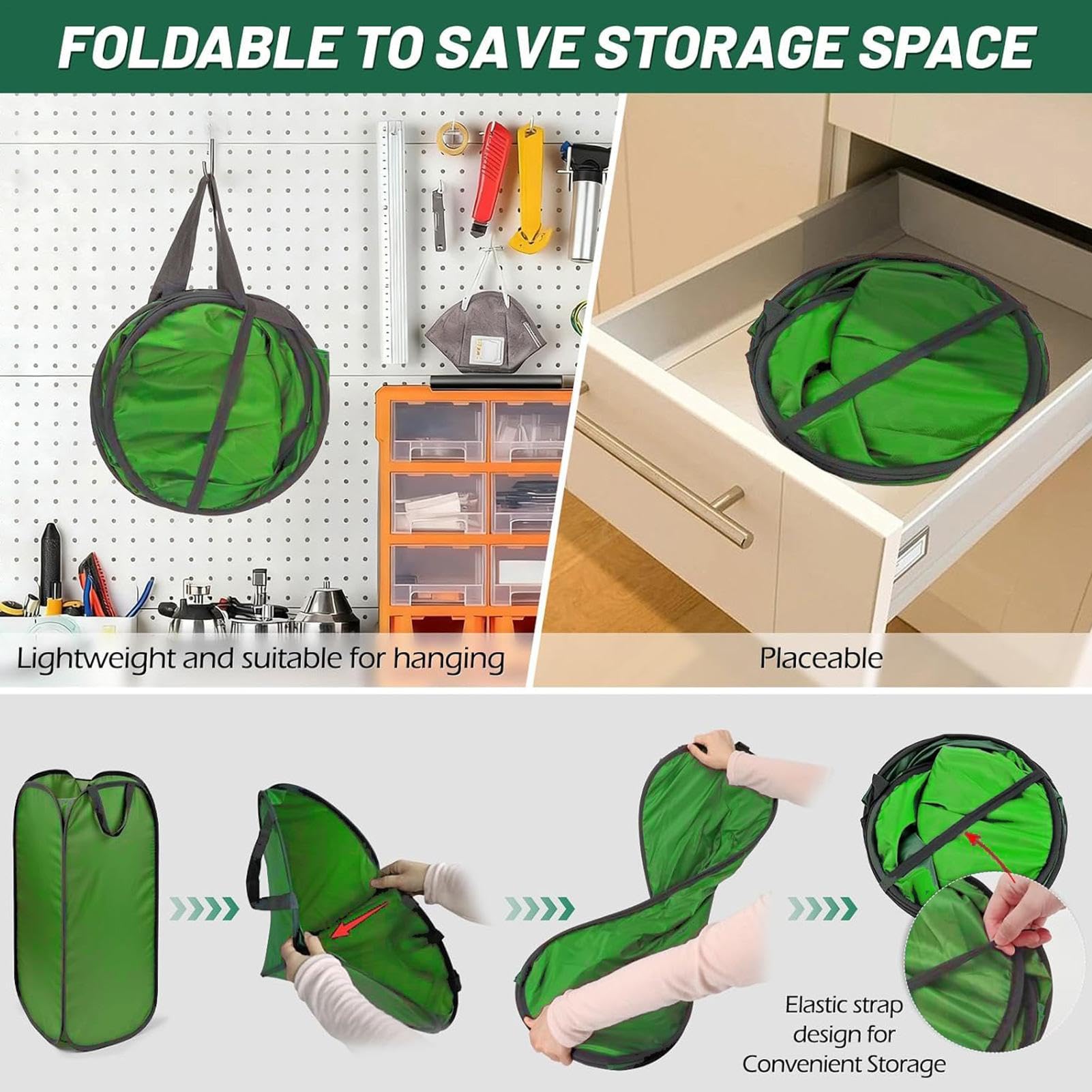 Set di 2 supporti per per foglie con supporto, pieghevoli | Supporto per sacchi d'erba per cucina, alimenti, campeggio, cantiere, giardinaggio, spazzatura, prato, esterno
