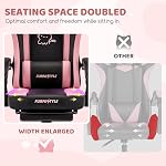 Chaise de jeu avec repose-pieds, confortable Girly Chaises de jeu vidéo avec Cat Ears Pocket Coussin Massage Lombaire Support & Appuie-tête, Accessoires de sonnerie Chaise en cuir mignon Ergonomic Computer, Noir/Pink