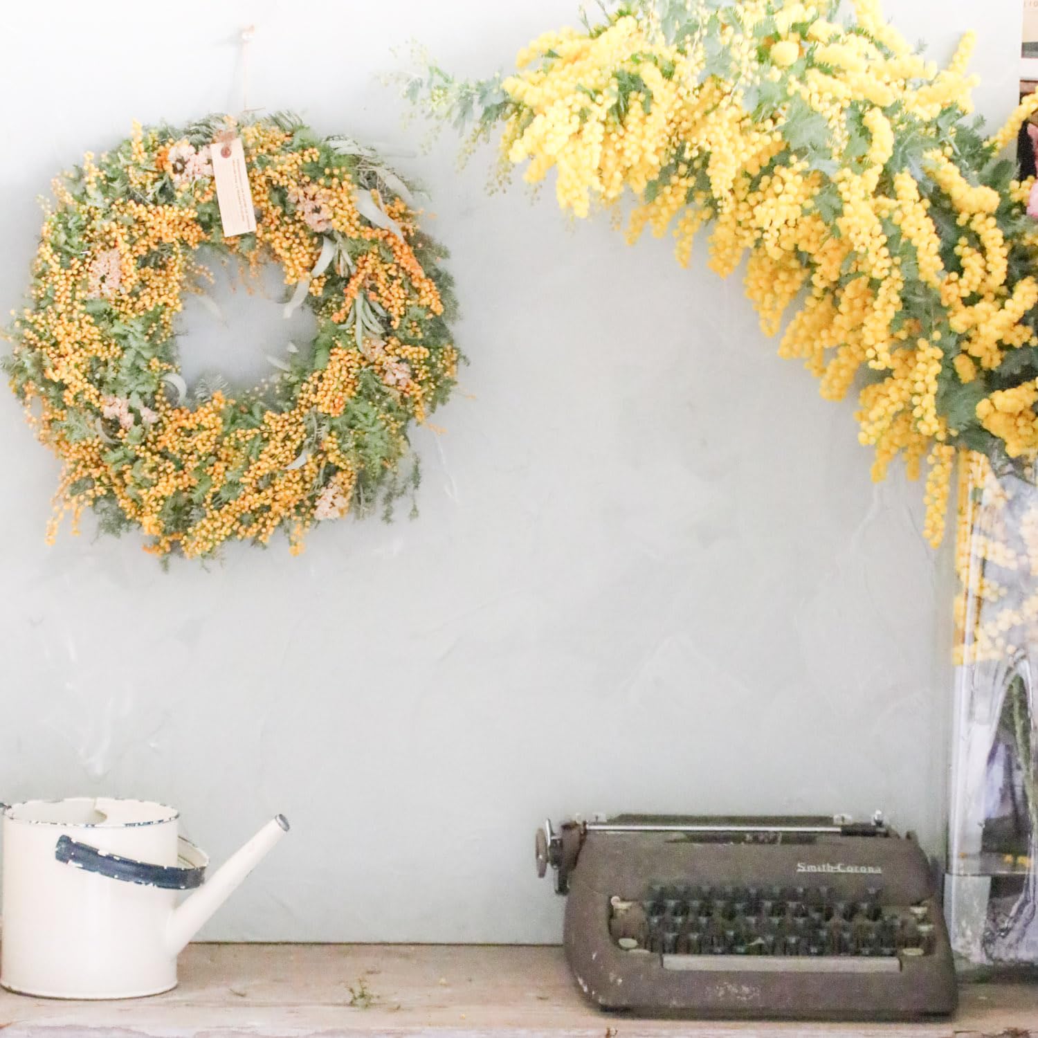 Amazon｜ドライフラワーリース「ミモザのドライリース」Lサイズ