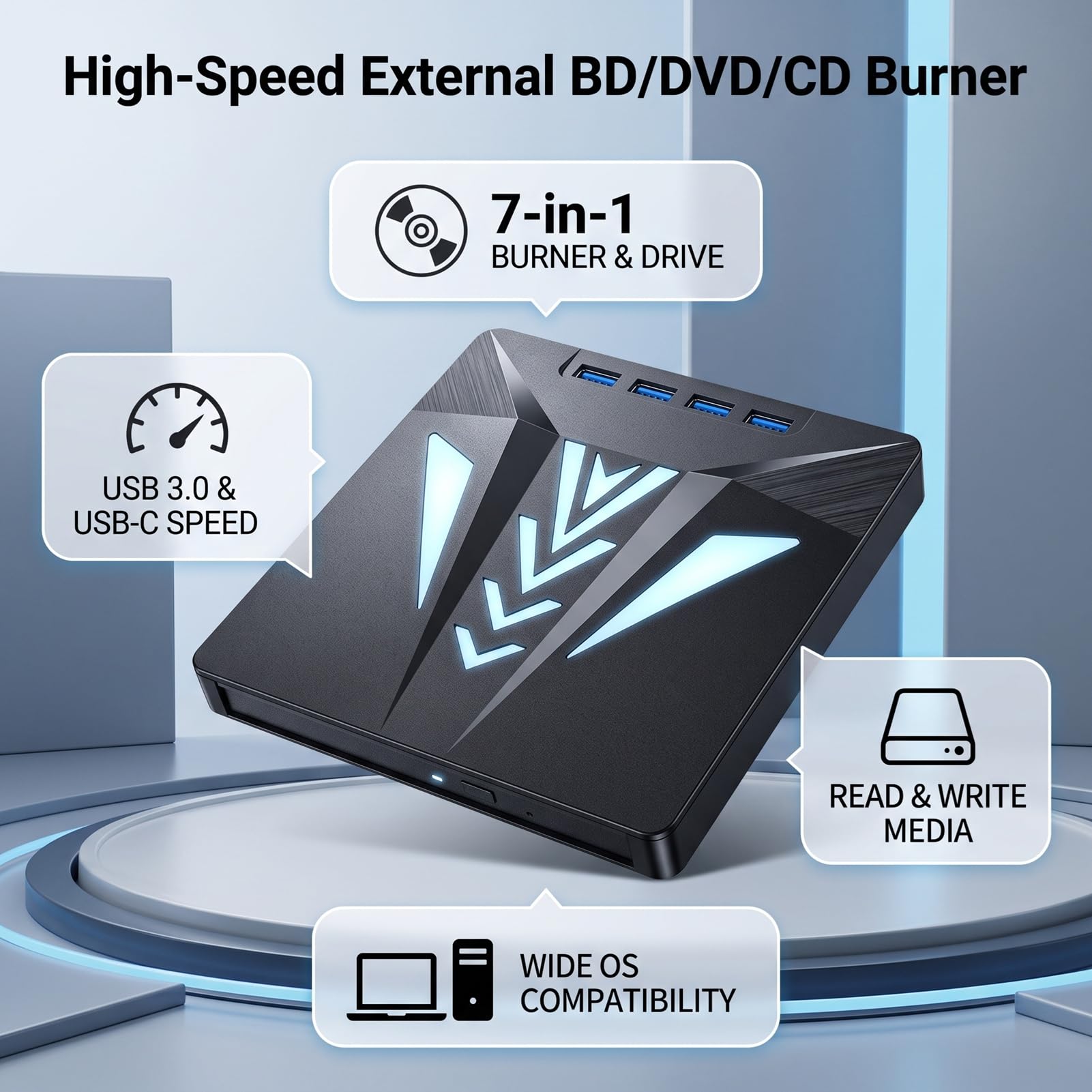 Unidad de CD Externa, Grabadora de CD, Grabadora de y DVD Externa