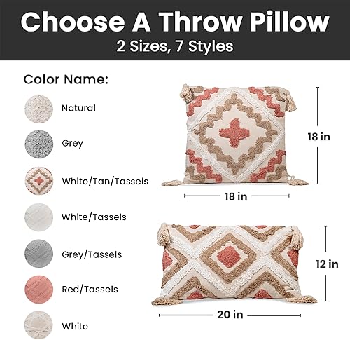 Miniatura 8 de Sol Living Almohadas decorativas para sofá, dormitorio, decoración de macramé, almohadas de estilo bohemio, cojín lumbar, almohadas decorativas para