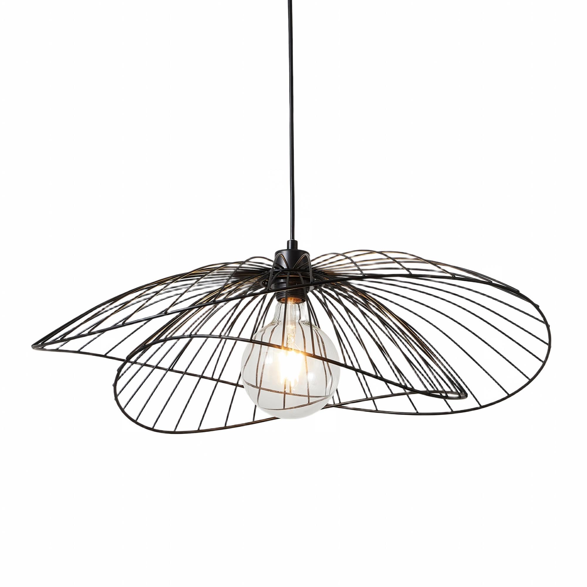 Harper Living Contemporary Medium Black Pendant Ceiling Light Twin Shades made with curved metal threads