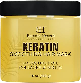Keratin Hair Mask | Biotin, Collagen & Coconut Oil | For Dry Damaged Treated Hair | Restore, Repair, Smoothing, Conditioning & Strengthen All Hair Types | For Men & Women | 16 Oz