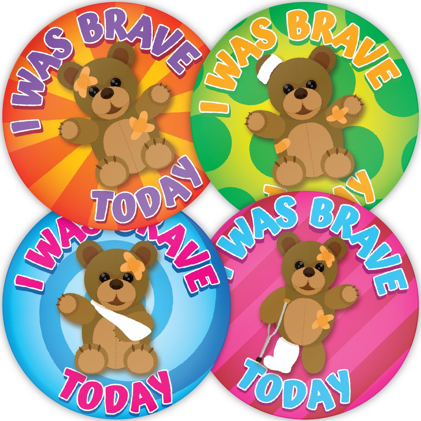 Stone Melon Rainbow School Reward Stickers 144 I Was Brave Bear Bravery Stickers 30Mm Round Awards Nursery Teachers Parents Children Kids