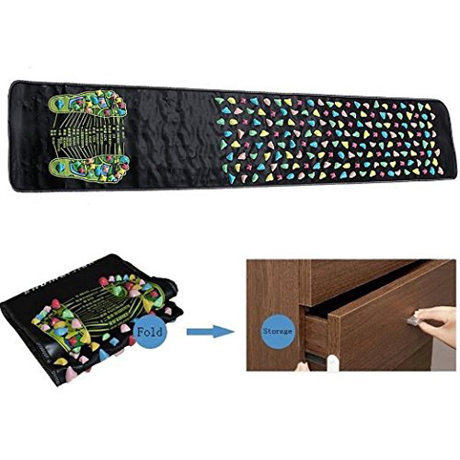 Tapis de Massage des Pieds, Tapis de Réflexologie Plantaire, Tapis d'Acupression, Imitation Galets, Soulagement Douleurs, Détente, Amélioration Circulation Sanguine,170cm x 35cm