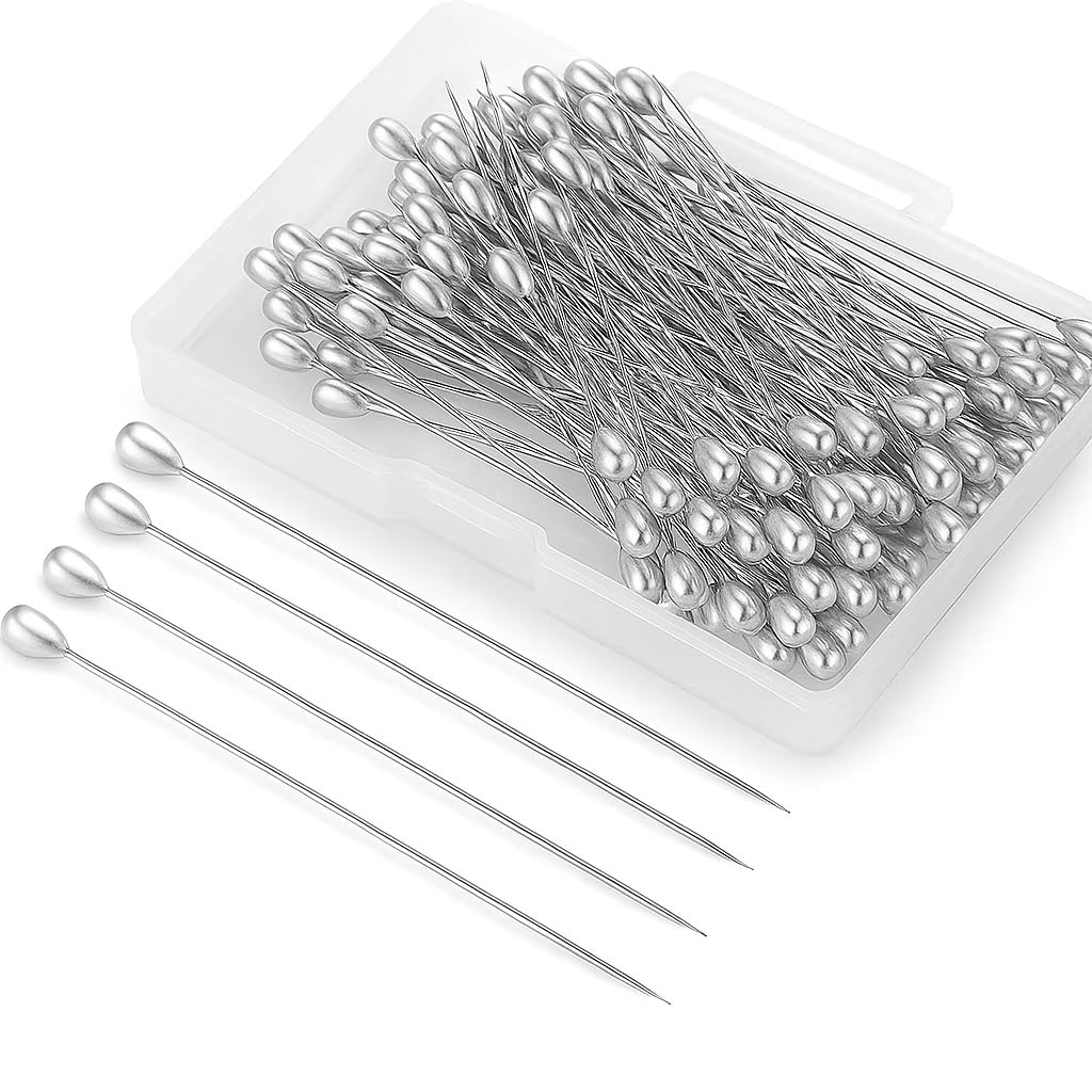 Trifletopia Silver 100 Pcs Boutonniere Pins - White Pearl Head Corsage Pin - Buttonhole Pins For Wedding, Bouquet, Sewing, Diy Crafts - Straight 55Mm Pin