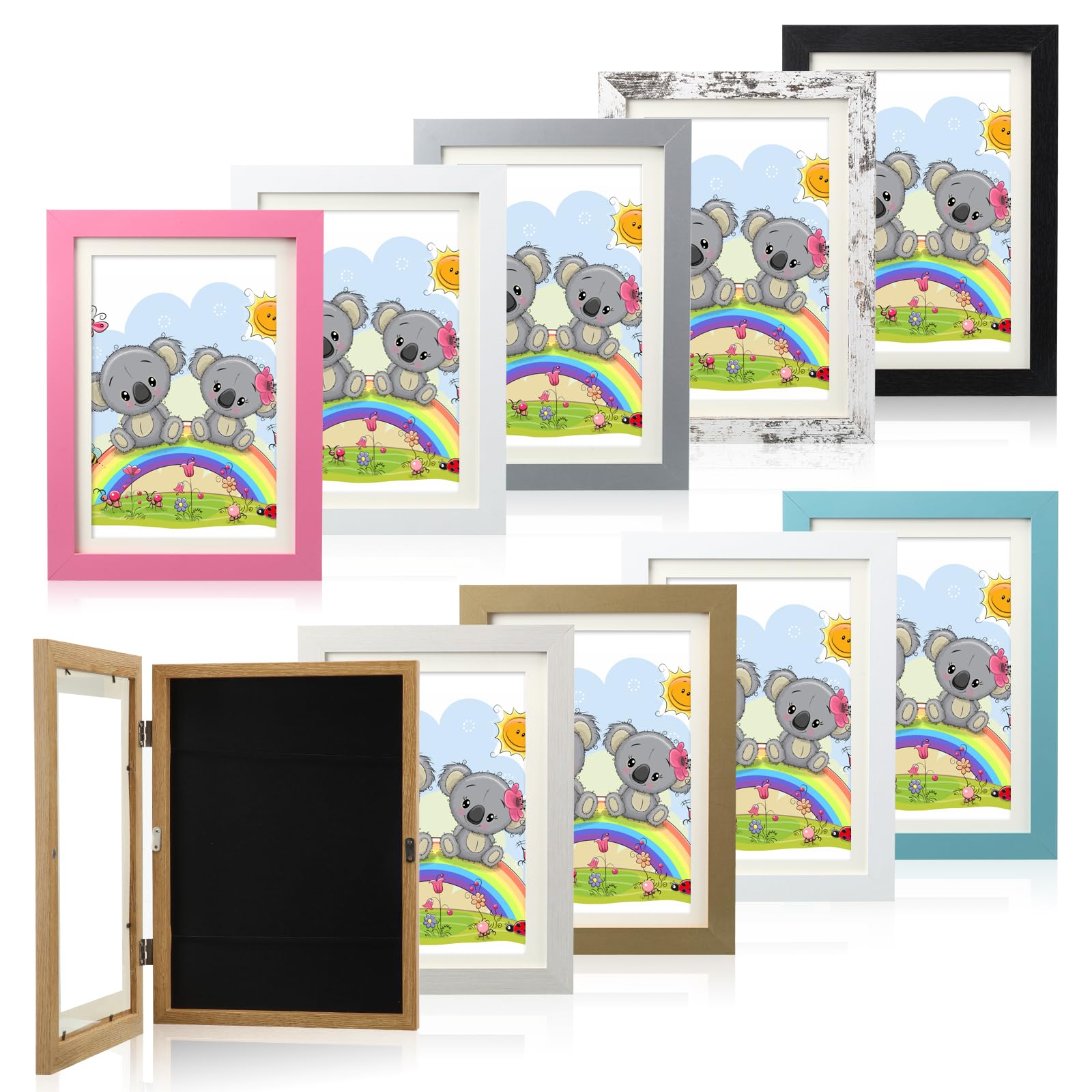 Sintuff 10 Pieces Kids Art Frame Colorful Picture Frame 