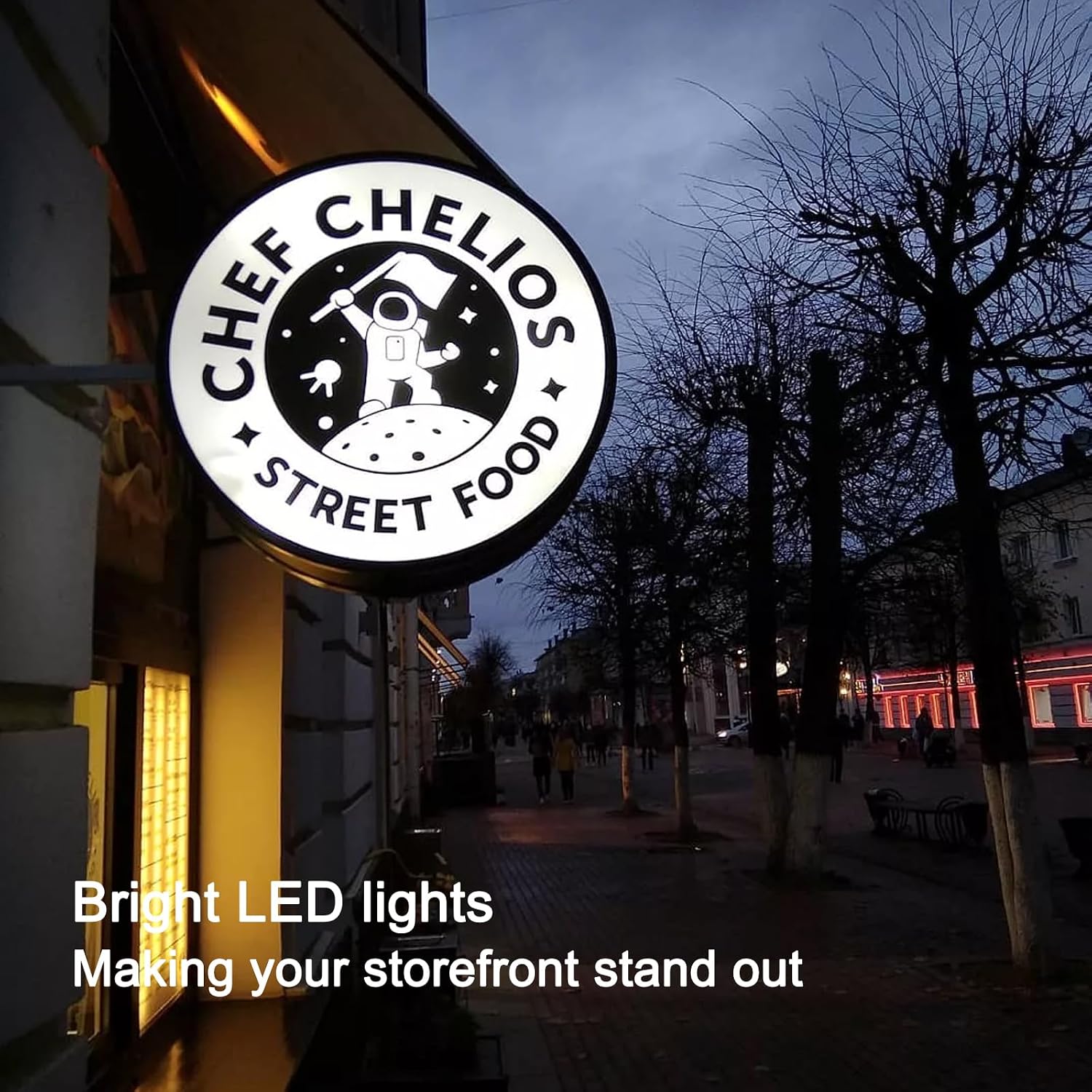 Personalized Advertising Lightbox, Custom LED Double Sided Light Box Sign, Waterproof Illuminated LED Logo Outdoor Billboard Sign for Business Store Front, Bar, Restaurants, Salon, Hotel, Coffee Shop, Round