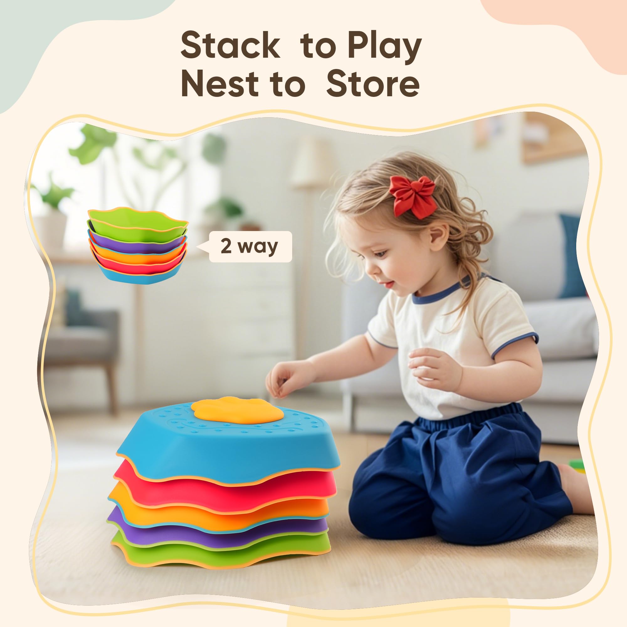 5-Pack Stepping Stones for Kids with Sound Effects - Balance & Coordination Toys for Toddlers Ages 3+, Indoor/Outdoor Play with Interactive Sensory Feedback - Image 6