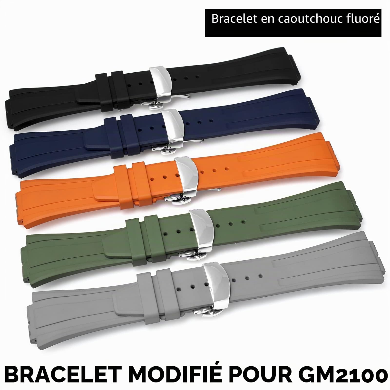 Bracelet de Montre pour GM2100 pour Homme Compatible avec Casio, Bande pour G-shock GM-2100B, Libération Rapide, Caoutchouc Fluoré, avec Outils
