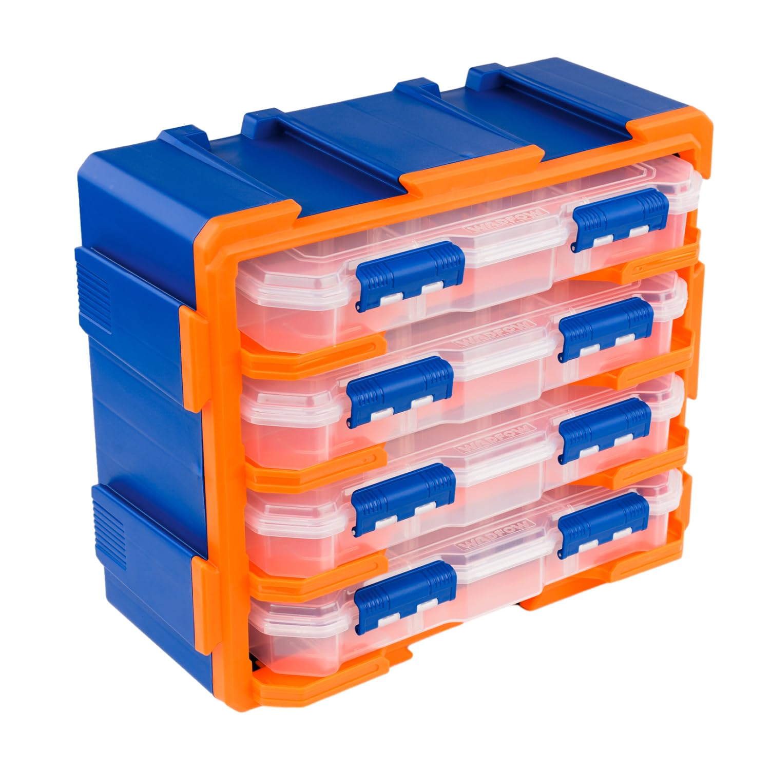 Brigros - Cassettiera Modulare 4 Cassetti Trasparenti, 38x18.2x32 CM, Porta Oggetti In Plastica, Impermeabile, Con Ruote, Per Garage O Officina