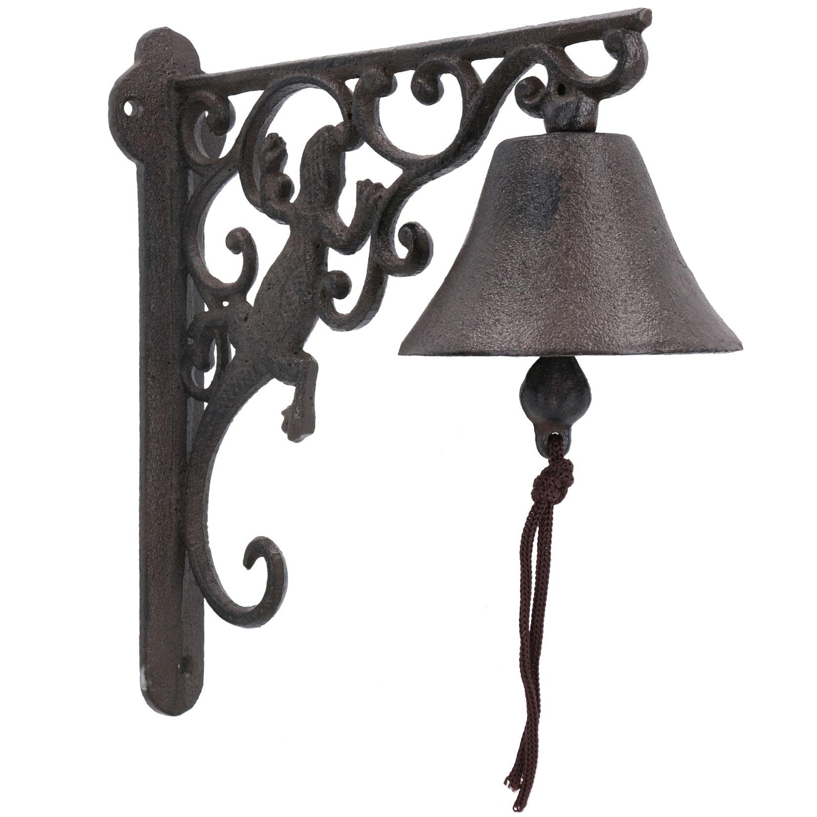 Campana de hierro fundido con geco para decorar tu jardín, porche o la entrada de casa