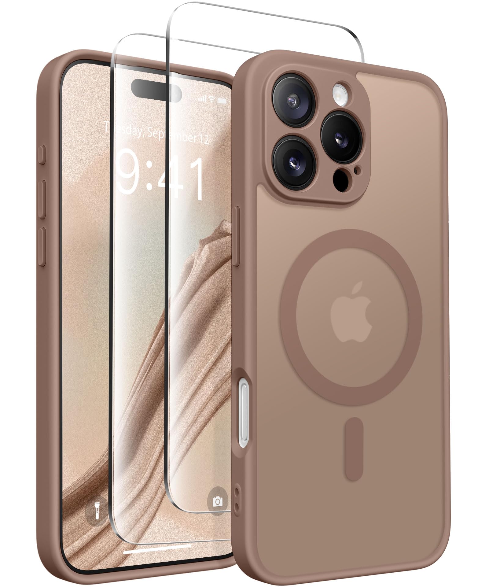 CAPRARO Magnetic Compatible with iPhone 16 Pro Case, Upgraded [Full Camera Protection] [Compatible with MagSafe] Protective Translucent Matte Women