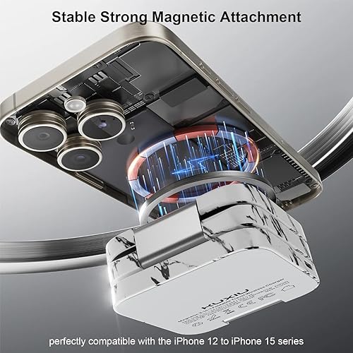 Miniatura 6 de KU XIU X55 Nature Series Cargador inalámbrico magnético rápido, estación de carga plegable 3 en 1 para Apple, soporte de cargador de viaje Mag-Safe