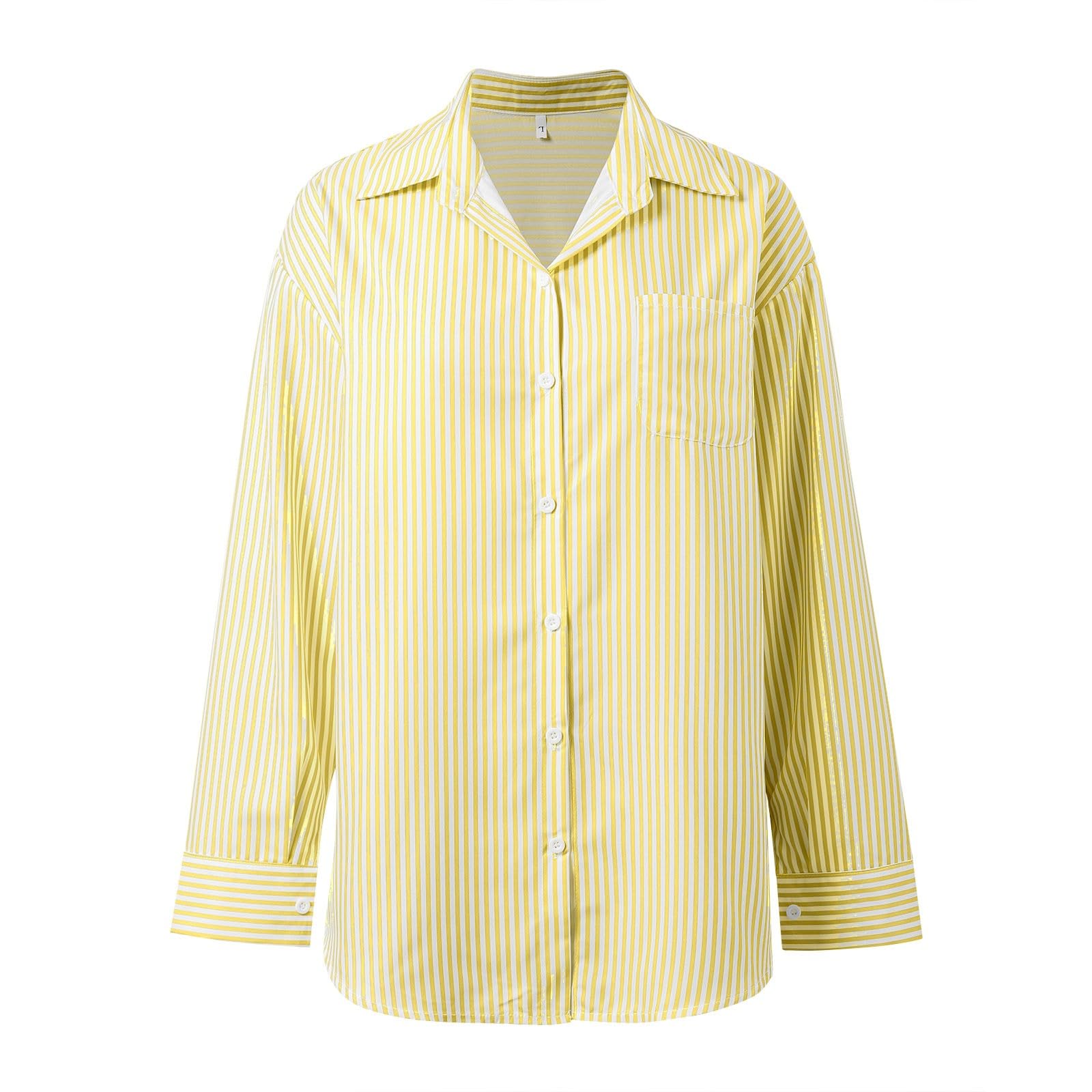Camiseta de manga larga a rayas rojas y blancas camisa informal con botones a rayas para mujer,blusa de trabajo de manga larga con bolsillo,Cómodo
