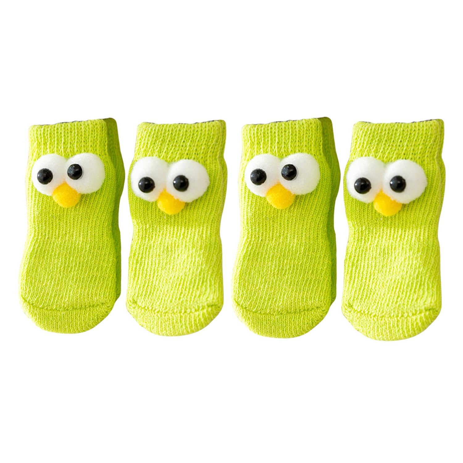 MeiAOBest 4PCS Pet Socks,Cute Knitting Anti-Slip Cat Dog Floor Socks Paw Protectors Cove for Indoor Outdoor Hot Pavement Hardwood Floor Protection_L(Big Eye Green)