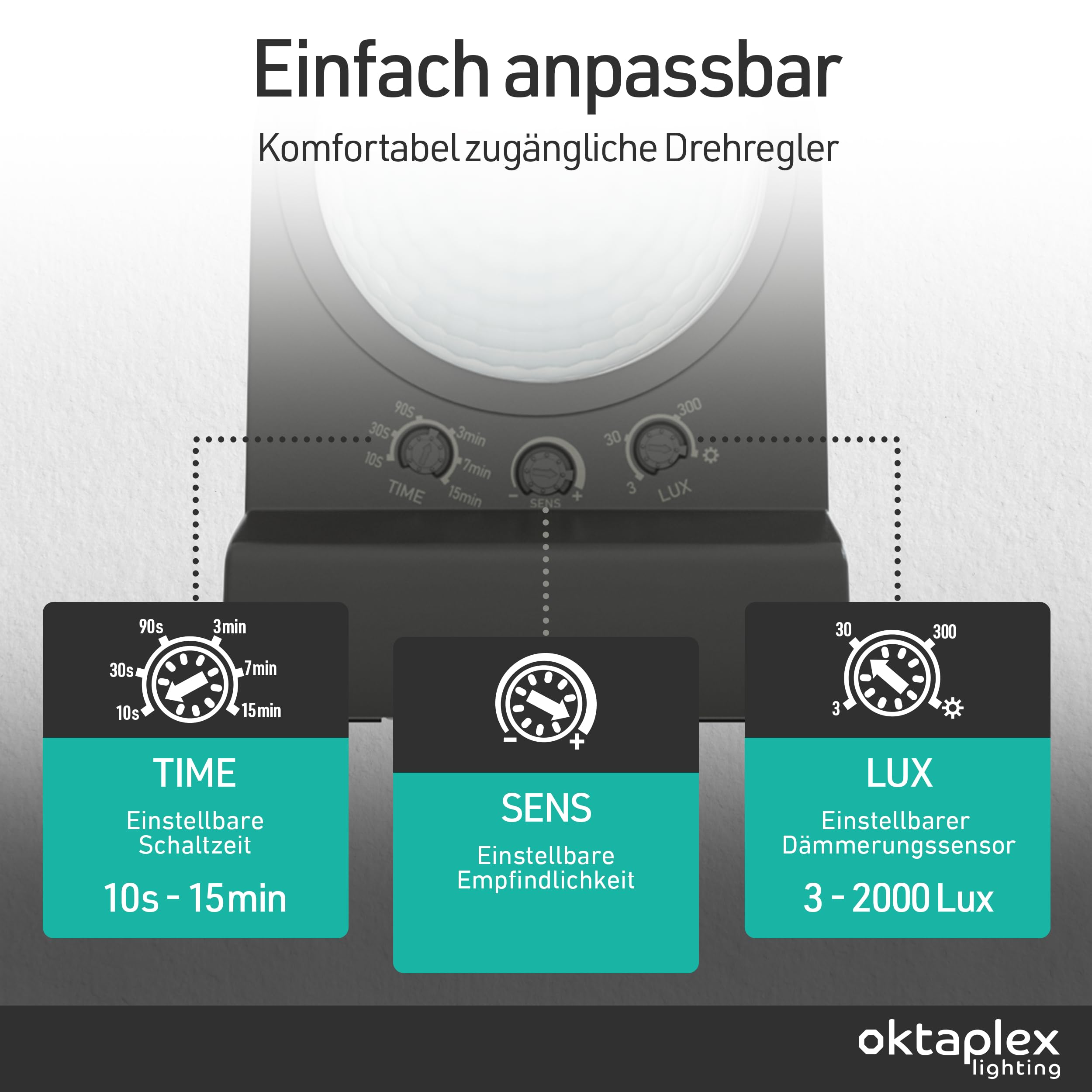Oktaplex Cali LED Strahler mit Bewegungsmelder Außen warmweiß 30W 2200lm | IP65, Außenstrahler anthrazit 3000K, Außenbeleuchtung Master Funktion