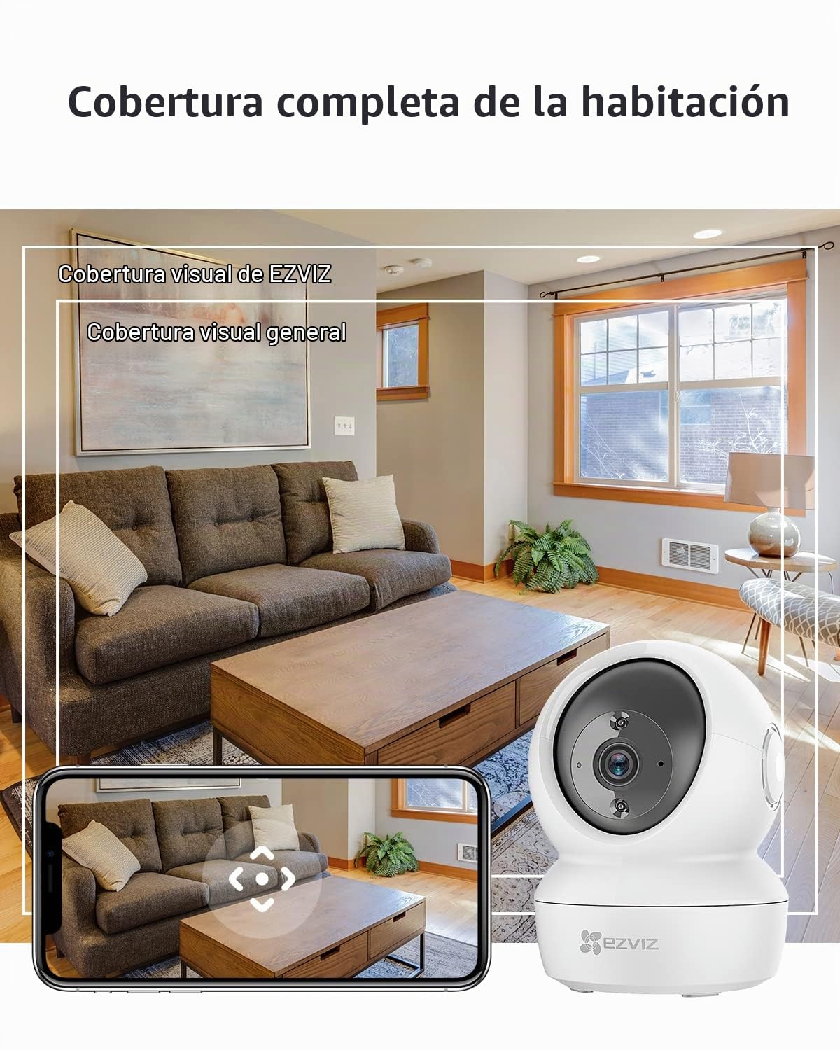 EZVIZ Cámara Vigilancia WiFi Interior 360º, 2K+ Camara Vigilancia Bebe, Visión Nocturna, Audio Bidireccional, Detección de Personas, Control Remoto, Compatible con Alexa, Andriod/iOS, Modelo C6N 4MP