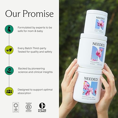 Miniatura 6 de Needed. Polvo multivitamínico de vainilla con colina para prenatal, embarazo, lactancia materna, posparto | Formulado por expertos y probado por