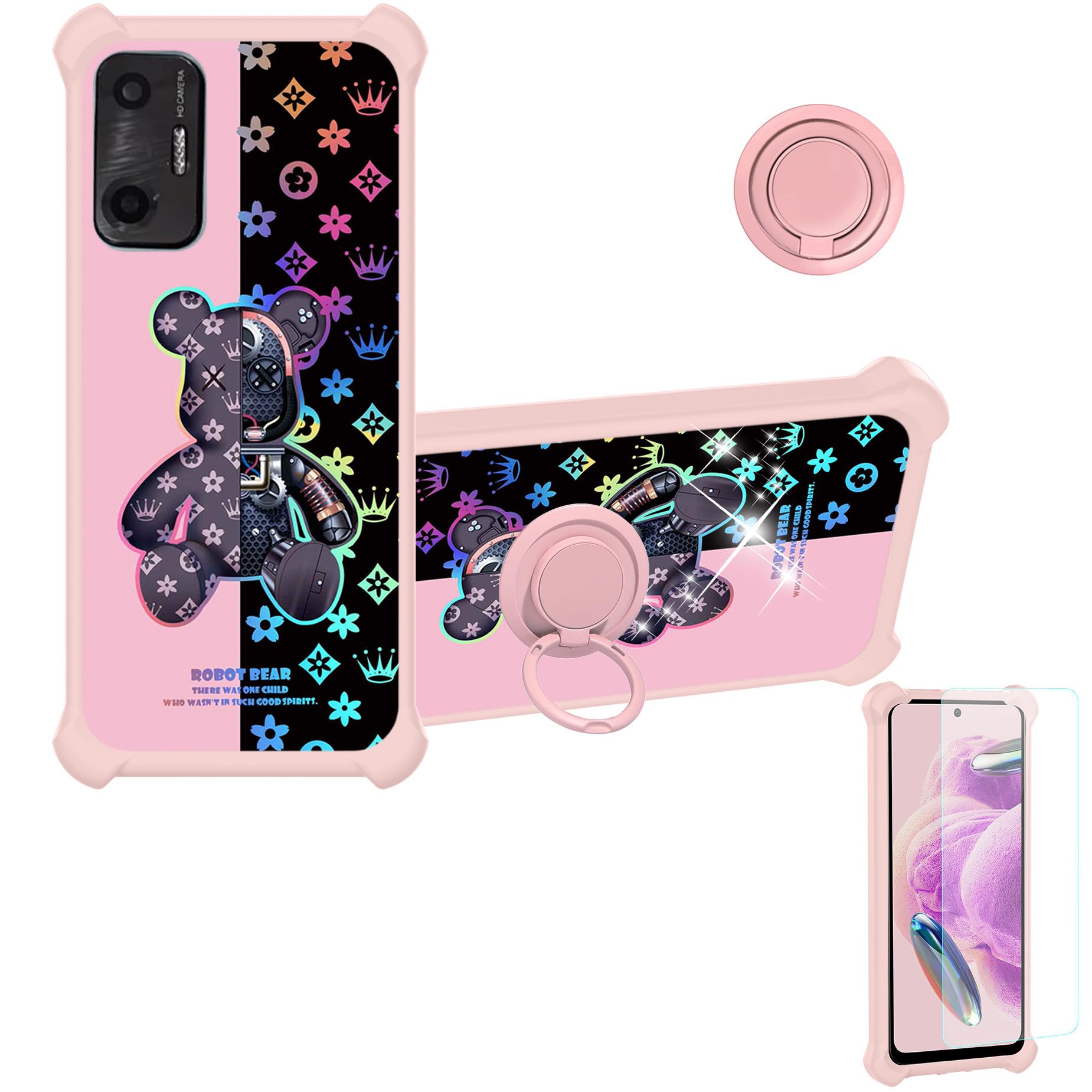 Lanhiem Cover iPhone 12/12 Pro con 2 Pezzi 9H Vetro Temperato, Supporto
