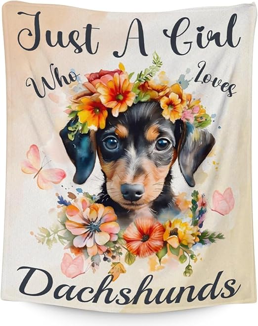 Dachshund Throw Blanket for Women - 60x80 Inches Twin Size - Soft Fluffy Cozy Blankets Gift - Colorful Cute Blanket Throws for Bed, Sofa, Winter