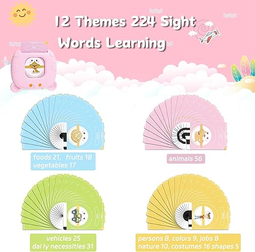 Miniatura 3 de Tarjetas didácticas parlantes para niños de 2, 3, 4, 5 años, juguetes educativos Montessori de aprendizaje con 224 palabras visuales, juguetes de
