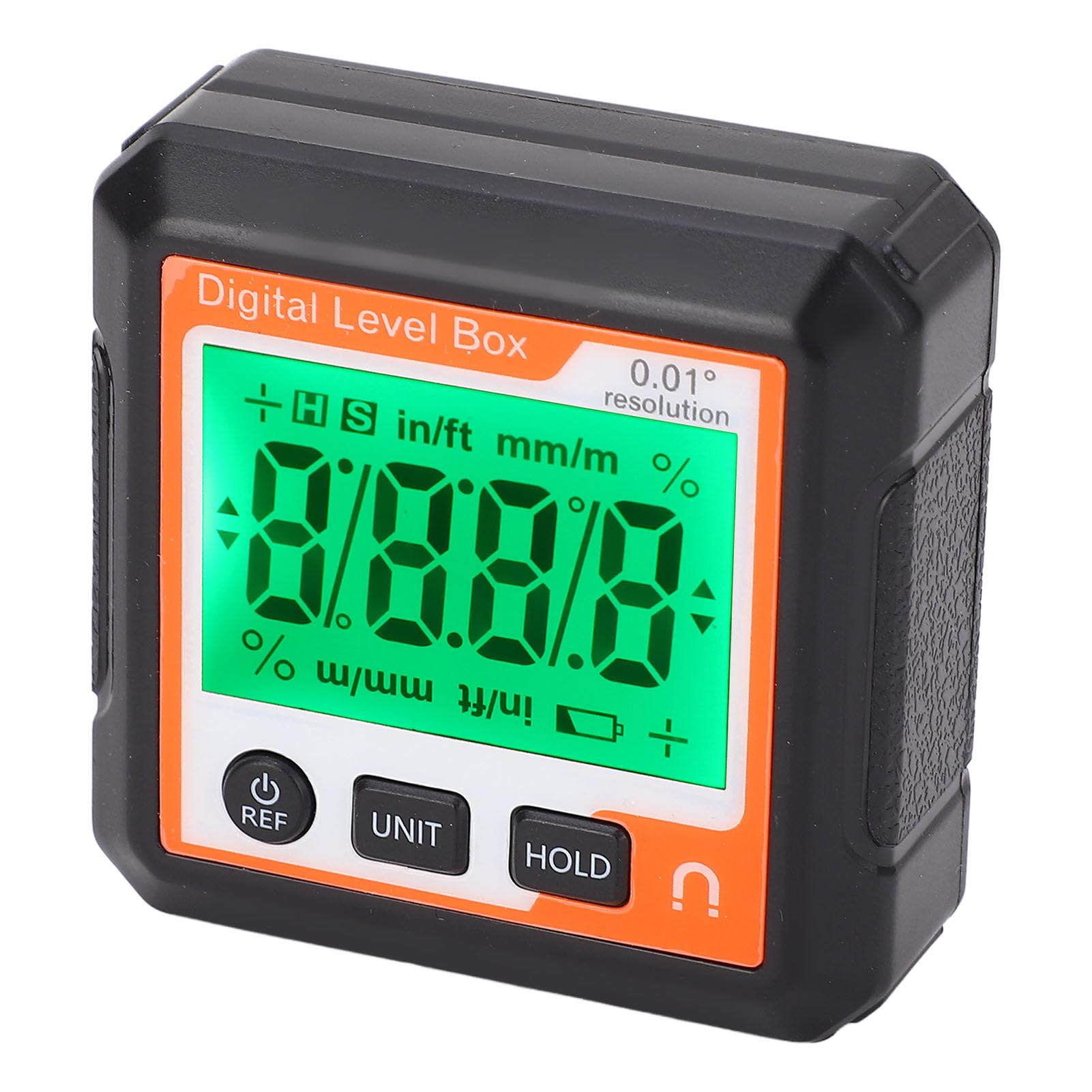 Digital Level Box with Magnet Electronic Angle Inclinometer Protractor for Wood Processing Automobile Repair (Orange White)