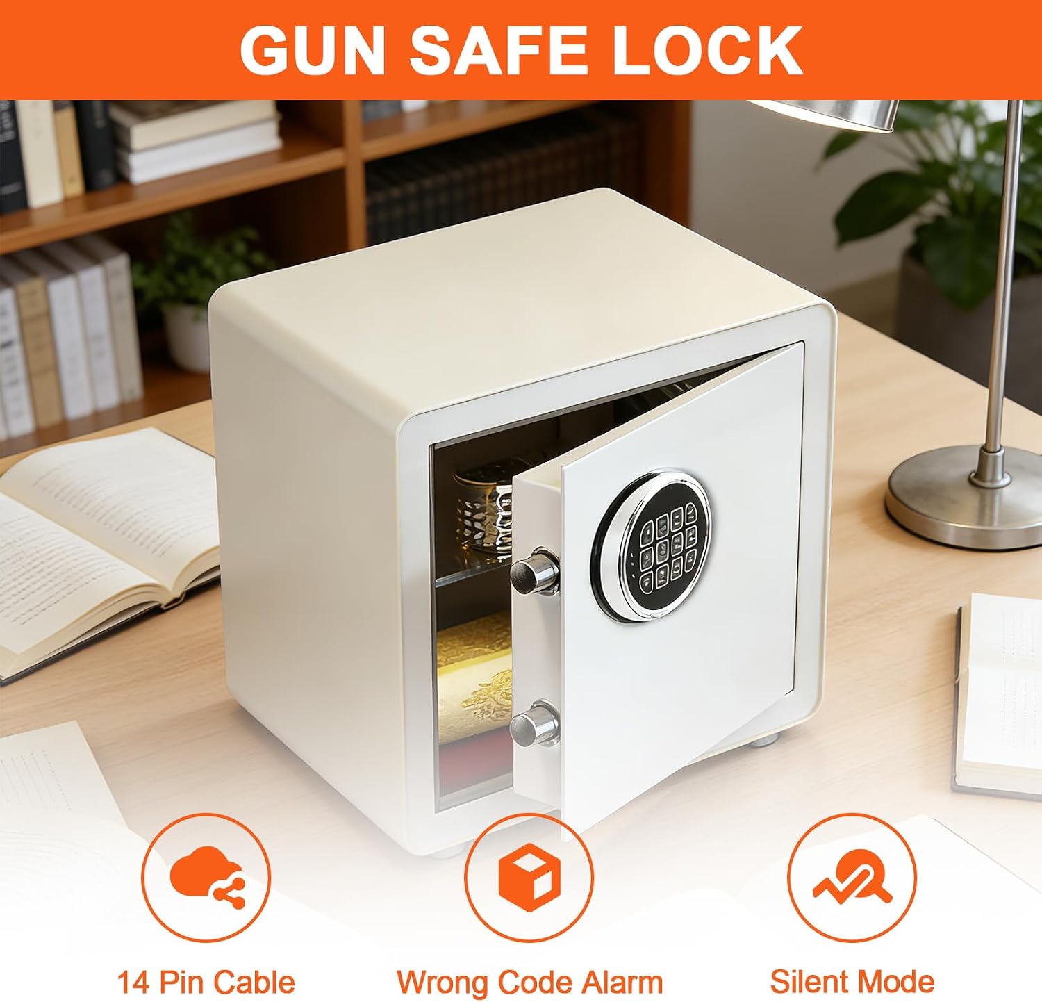 Gun Safe Lock Replacement Kit – Digital Keypad for Gun Safes & Home Security Boxes, Solenoid Lock with 2 Override Keys, 3-8 Digit Code, Easy DIY Installation, Silent Mode, Black
