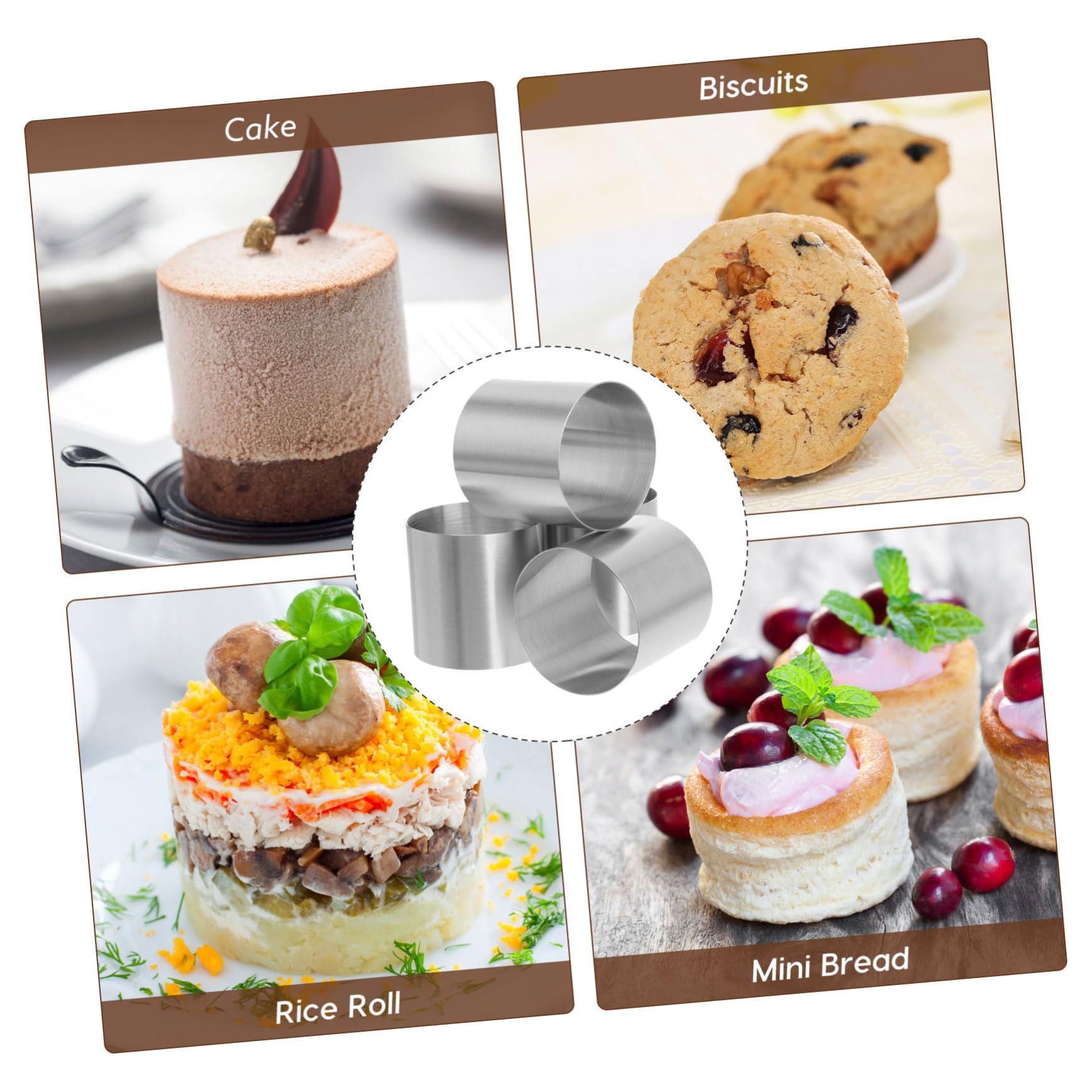 8 piezas Molde Redondo de Acero Inoxidable para Mousse y Tartas Mini de Molde para Hornear Reutilizable con Superficie Lisa y Suaves Fácil de Limpiar y Seguro para Repostería