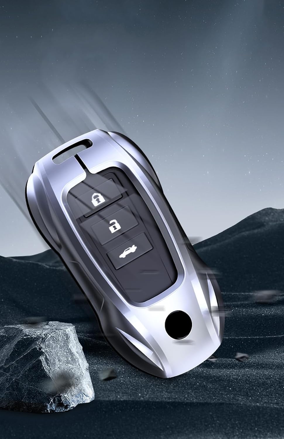 Metal Key Fob Case Cover Shell with Keychain Compatible for Lexus ES is GS NX LS RX RC 300h 350 200t 250 300 F 450h 460 600h(Gray)