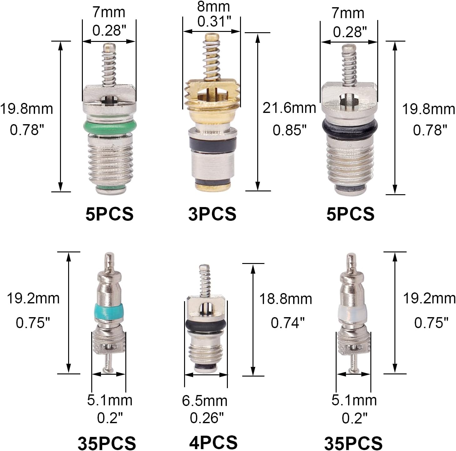 TWTADE 102Pcs Car Air Conditioner Valve Core Kit, R12 R134A Schrader Valve Cores with Dual Head Valve Core Remover Tool, Replacement AC Valve Stem Accessories for Automotive HVAC Refrigeration System