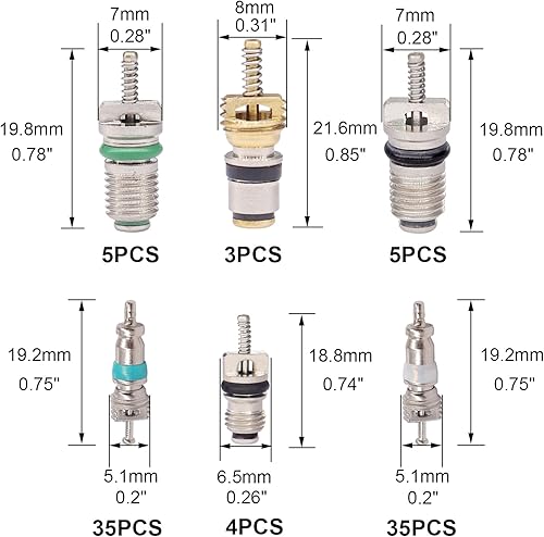 Miniatura 3 de TWTADE 102 piezas de aire acondicionado de coche válvula núcleo accesorios con removedor herramienta surtido kit R12 R134a refrigeración válvula