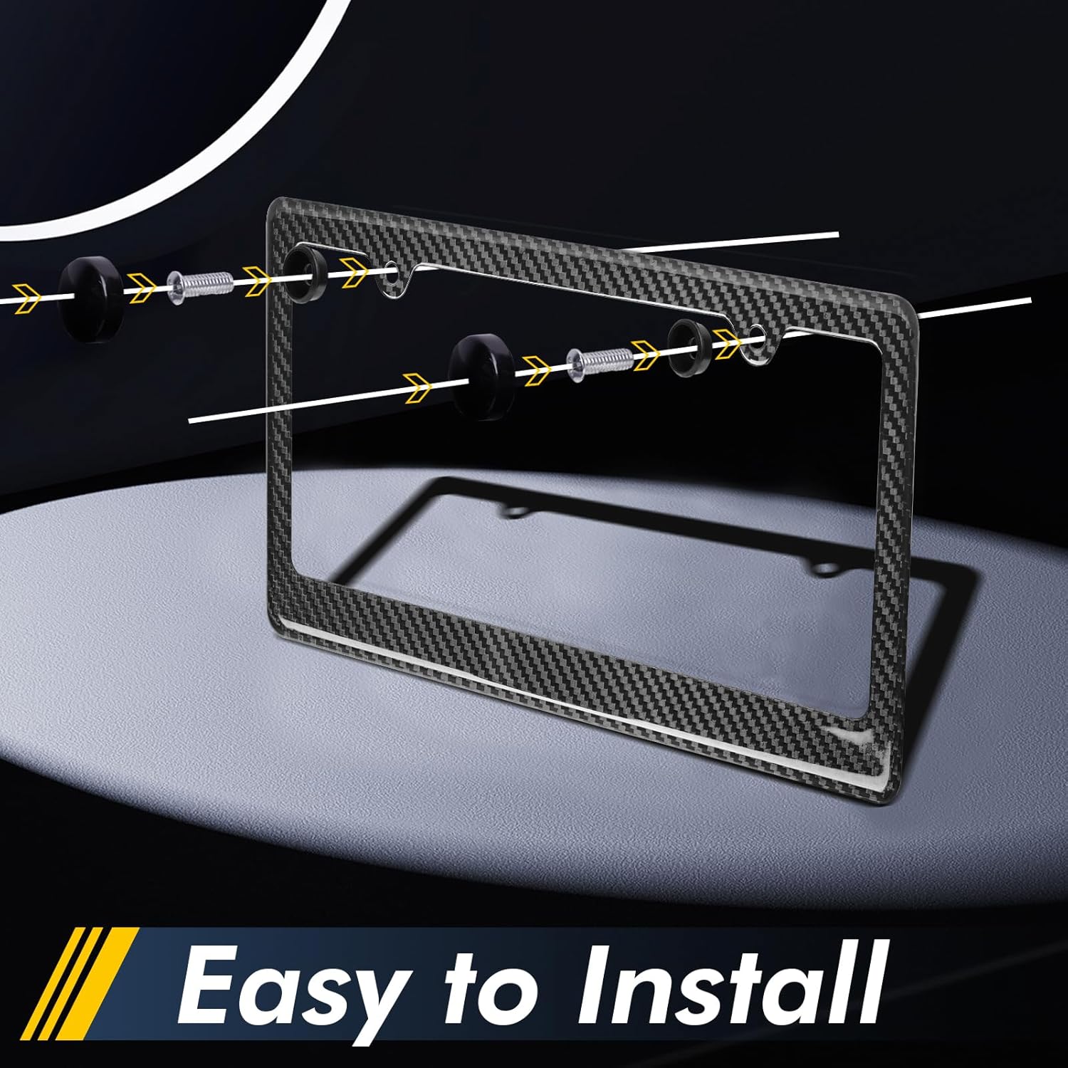 Carbon Fiber License Plate Frame- Real Carbon Fiber License Plate Trim, License Plate Bezel with Screws for Cars Forged Pattern Carbon Fiber