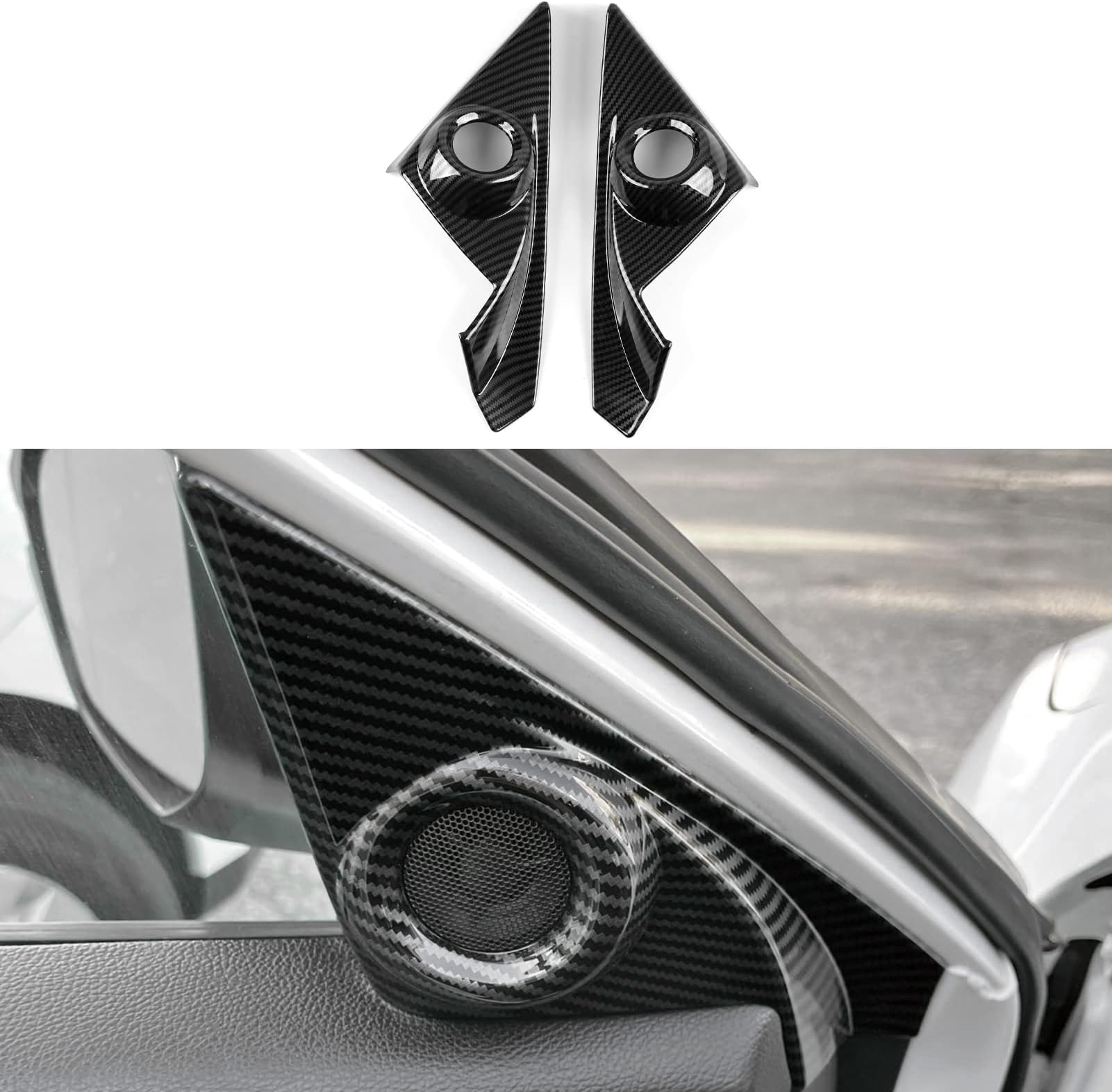 Car A Pillar Speaker Cover Decals for Honda Civic 2016 2017 2018 2019 2020 2021 10th Gen Accessories ABS Carbon Fiber Interior Stickers