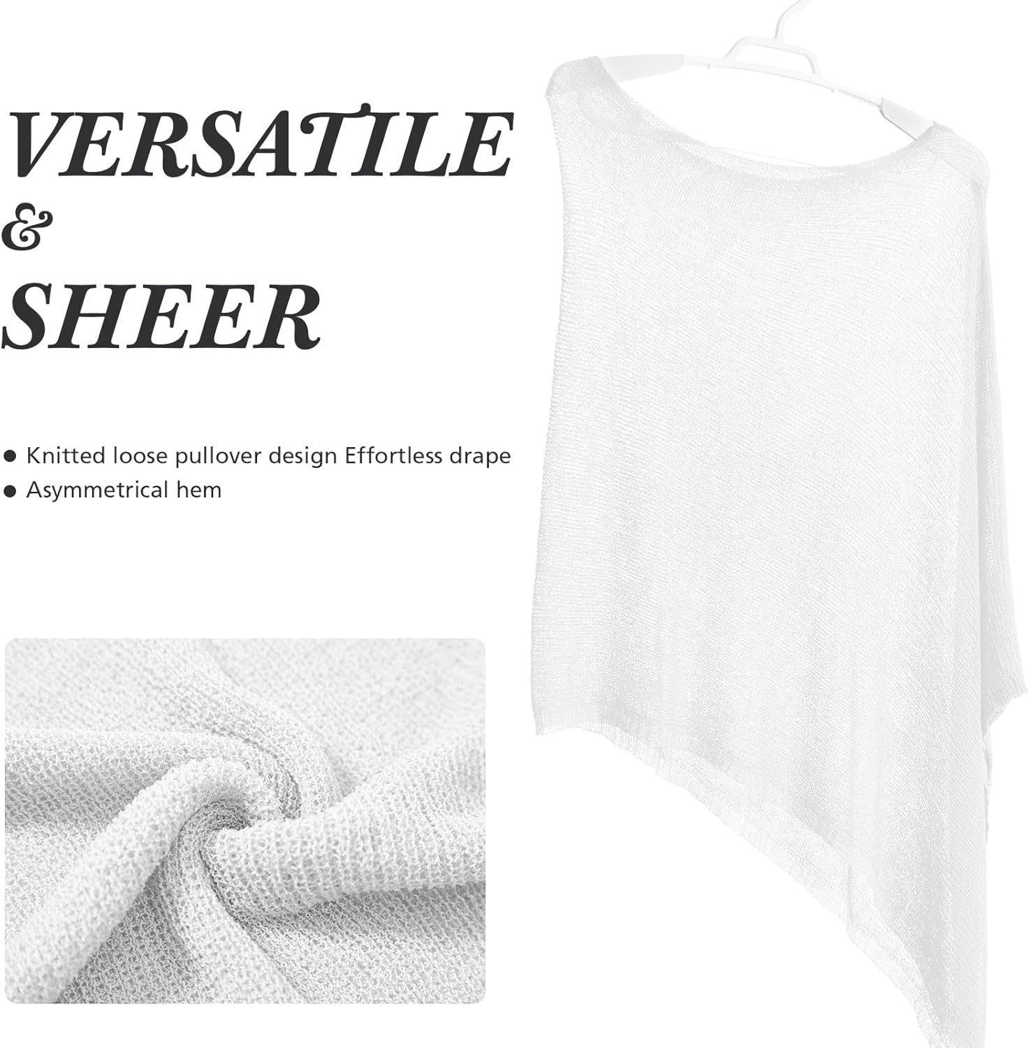 1 Pcs Women Sheer Poncho Shrug Summer Sheer Blouse Top Lightweight Poncho Sheer Bolero for Formal Evening Dress - Image 2