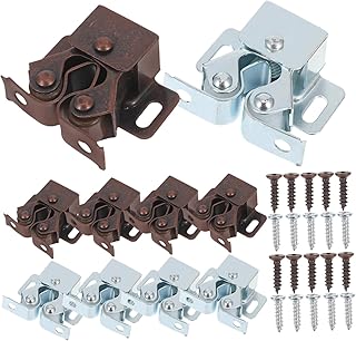 Ciieeo 10セット 双滚轮鉄製キャビネットドアラッチ 耐久性家具用ダブルローラーラッチ ネジ付きキッチンワードローブ用ドアキャッチ具