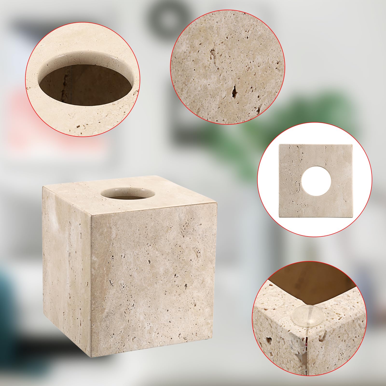 SUMNACON Travertino Tissue Box Cover Square,Tissues Cube Box per la casa;