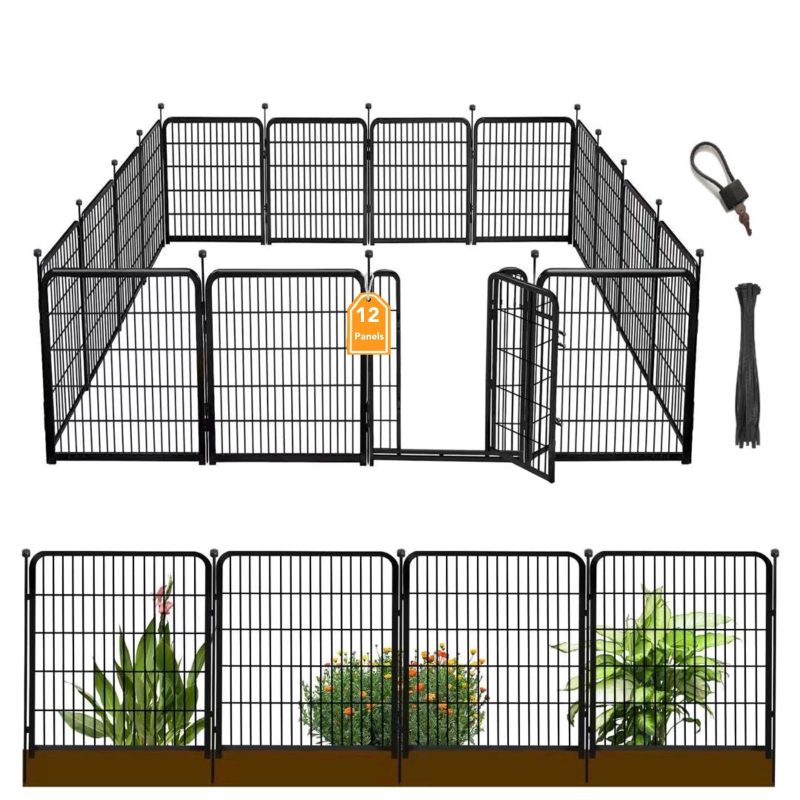 Getlay Tall Garden Fence with Gate