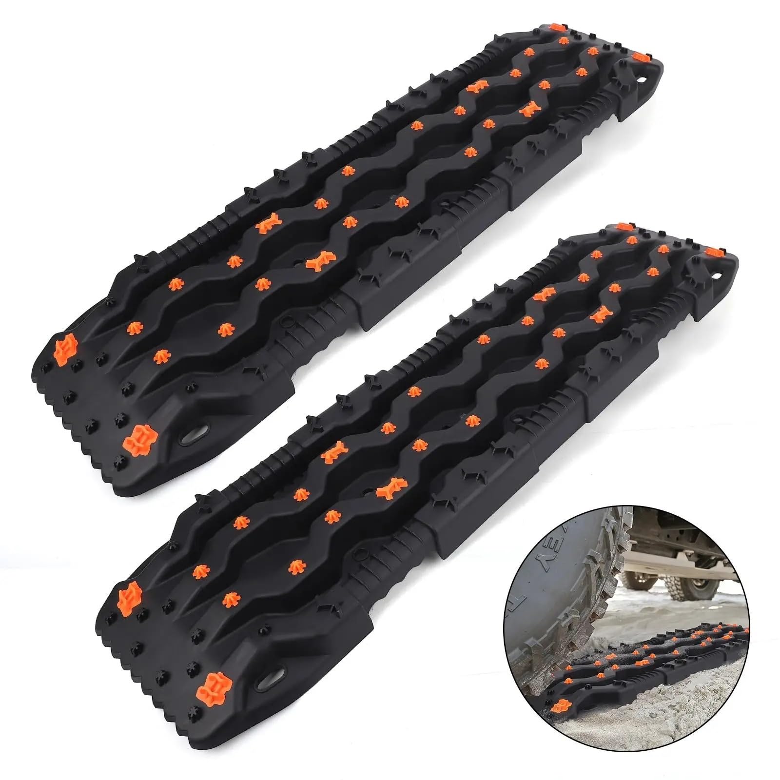 Tavola di trazione per il soccorso stradale, Pista di trazione fuoristrada for auto grandi dimensioni da 2 pezzi 10 tonnellate in PP(Oranje)