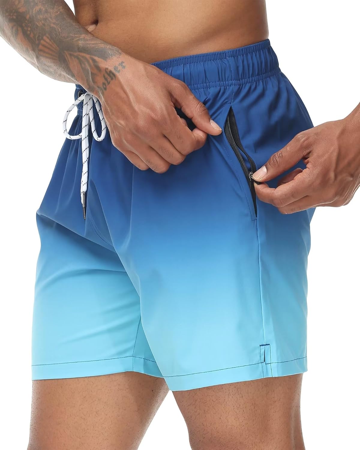 Tyhengta Men's Swim Trunks Quick Dry Bathing Suit Shorts with Zipper Pockets and Mesh Lining - Image 2