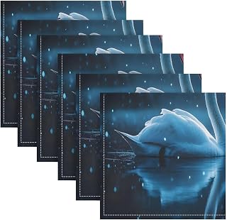 YETTASBIN Swans Cloth Napkins Set of 6, Reusable Washable Oversized Table Napkins for Family Wedding Dinner Party Home Decor, 20 Inch