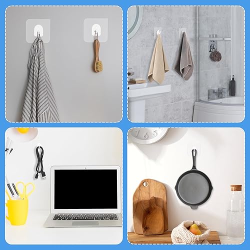 Miniatura 7 de Ouligay 20 ganchos de ventosa resistentes, ventosas para ducha, gancho de succión de acrílico transparente para baño, cocina, oficina y ventanas de