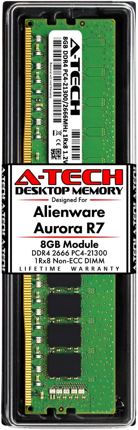 A-Tech 16GB (2x8GB) RAM for Alienware Aurora R7 Desktop | DDR4 2666MHz DIMM PC4-21300 288-Pin CL19 1.2V Non-ECC Unbuffered Memory Upgrade Kit