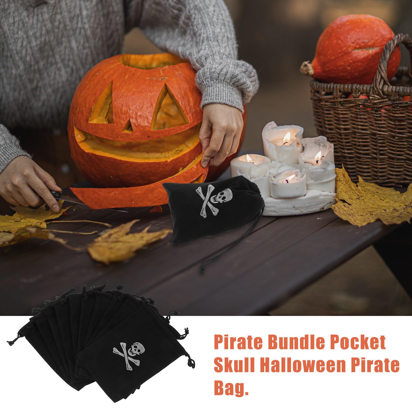 Süßigkeitenbeutel 10 Stück Schwarz Polyester für Halloweenparty