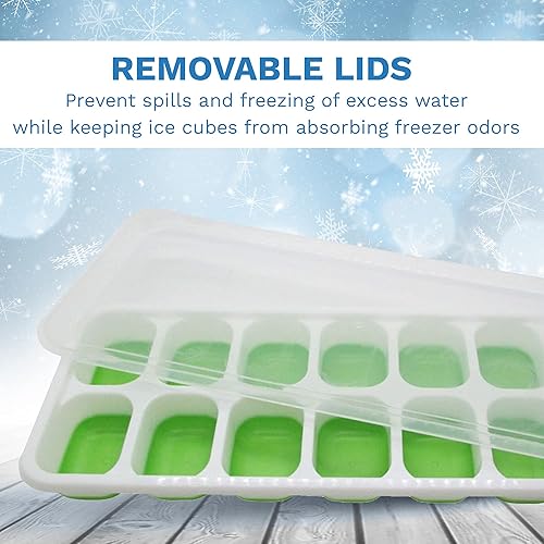 Miniatura 5 de Bandeja para cubitos de hielo con tapa y pinzas de acero inoxidable, grande para congelador, cócteles, apilable, sin BPA y sin olor, plástico y