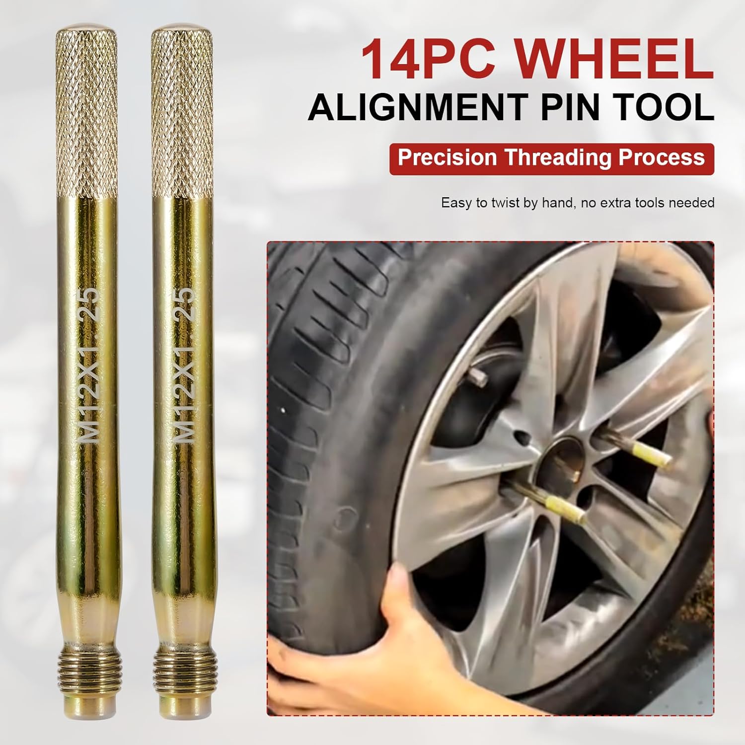 14Pcs Wheel Hanger Alignment Pin Guide Tool Wheel Stud Pilot Pin Master Set, Wheel Stud Alignment Kit, Hub Fixing Positioning Rods, Tire Change Guide Tools