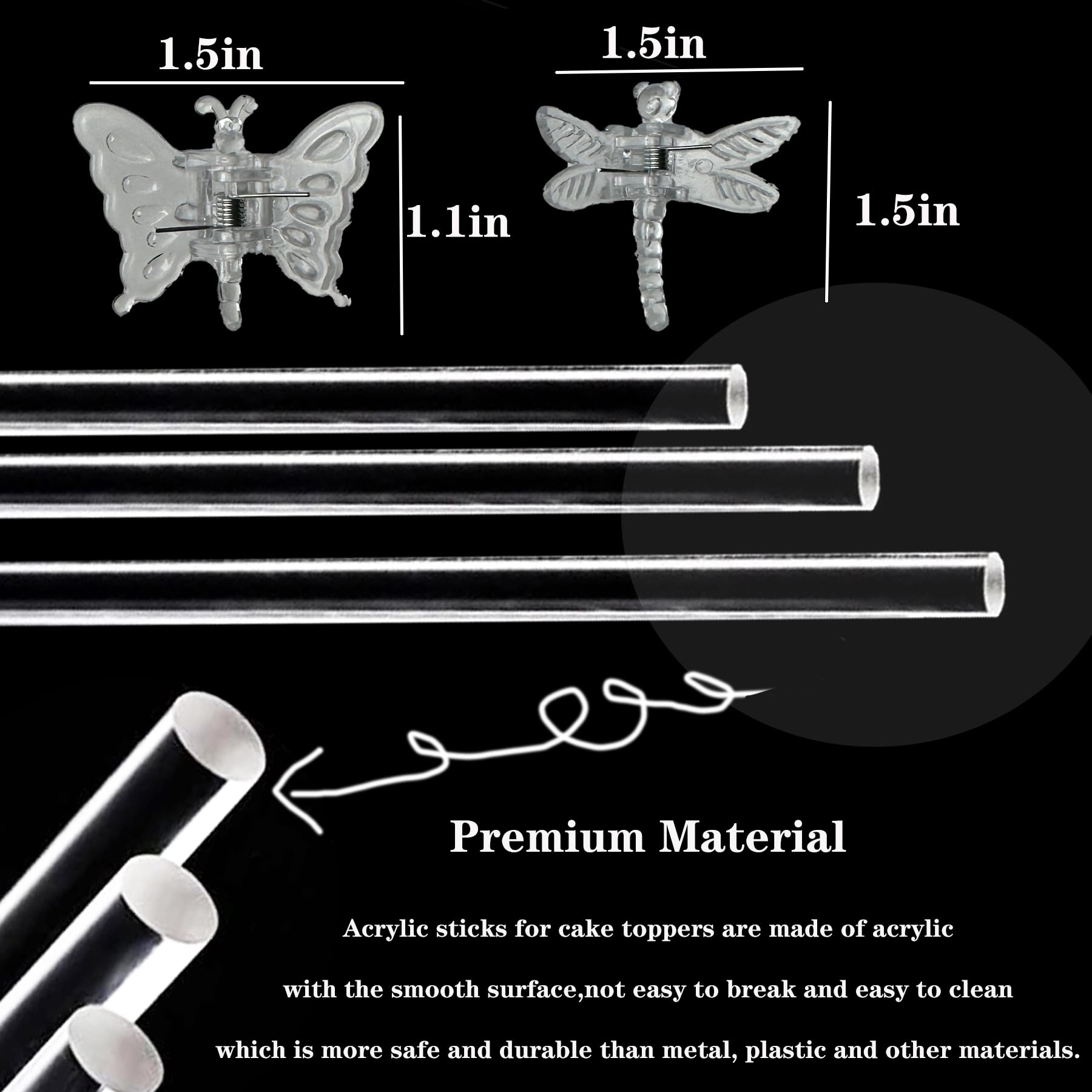 30Pcs Acrylic Plant Stakes Garden Single Stem Plant Support Stakes Clear Orchid Stakes and 30Pcs Clips Plant Support Sticks Clear Dragonfly Orchid Clip for Indoor and Outdoor Plants, Flowers, Tomatoes